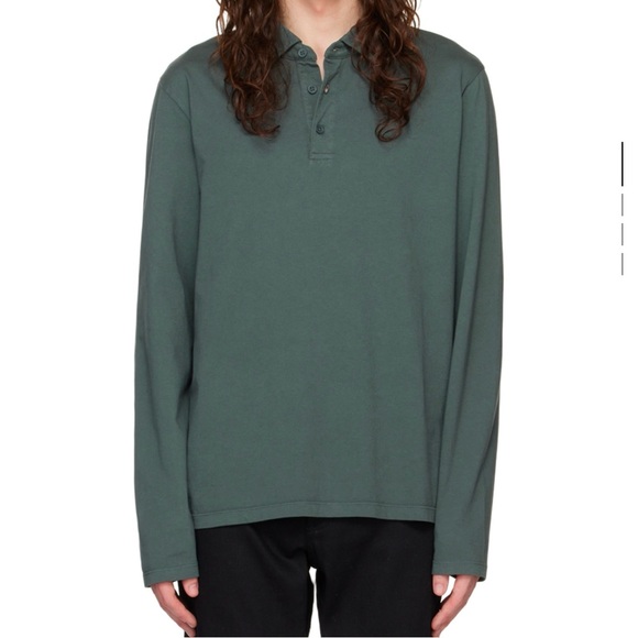 Vince Green Long Sleeve Polo Shirt - Picture 1 of 4